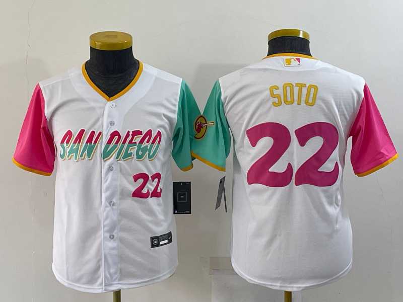 Youth San Diego Padres #22 Juan Soto Number White 2022 City Connect Cool Base Stitched Jersey,We sell and wholesale Youth San Diego Padres #22 Juan Soto Number White 2022 City Connect Cool Base Stitched Jersey on line form chian!
